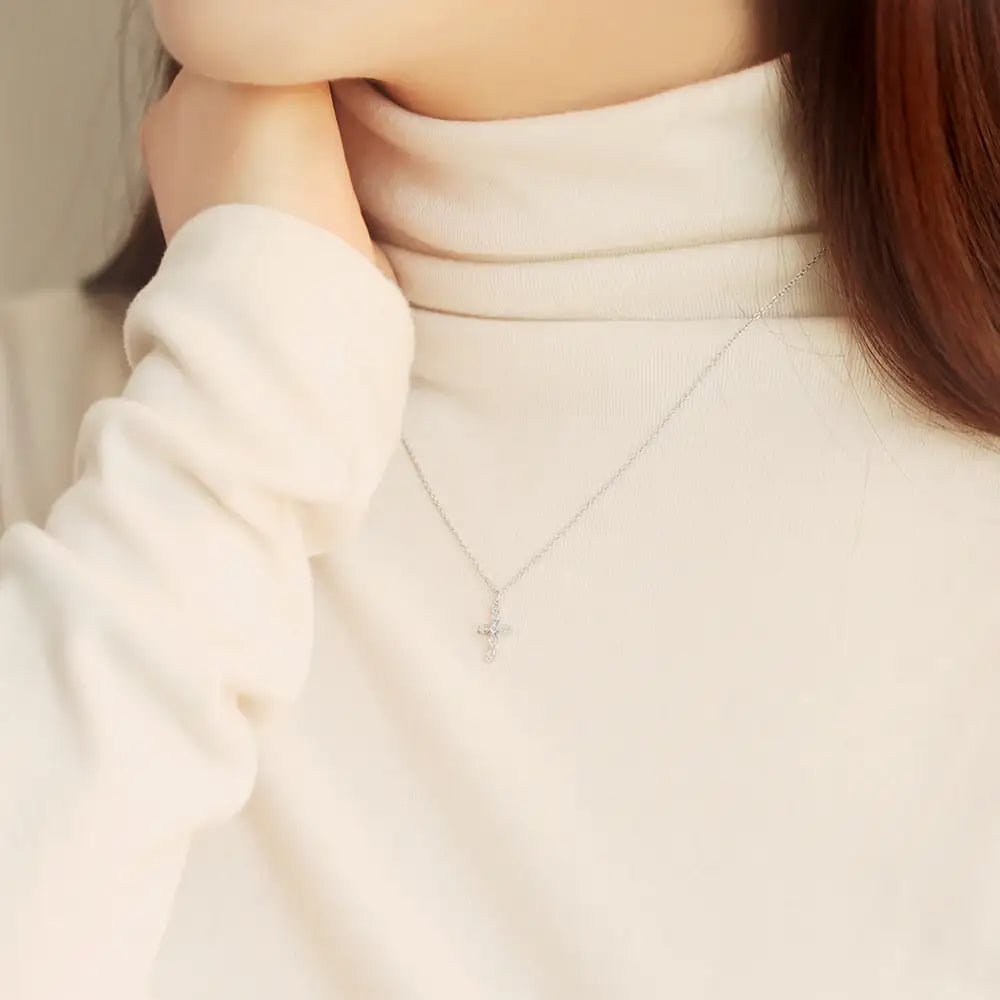 OST - Cubic Cross Silver Necklace - OST - Jewelry - Harumio