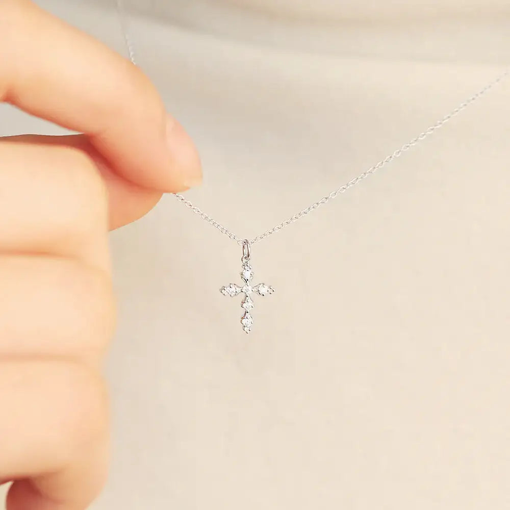 OST - Cubic Cross Silver Necklace - OST - Jewelry - Harumio