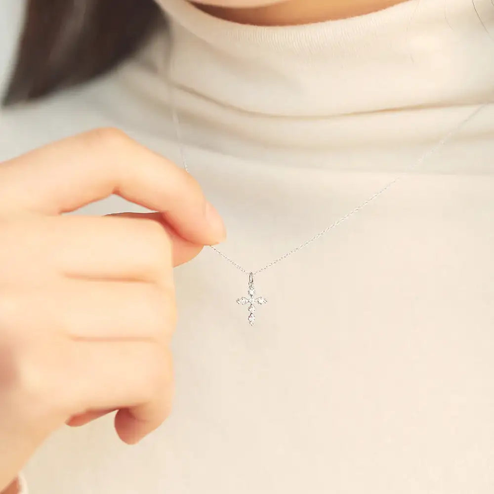 OST - Cubic Cross Silver Necklace - OST - Jewelry - Harumio