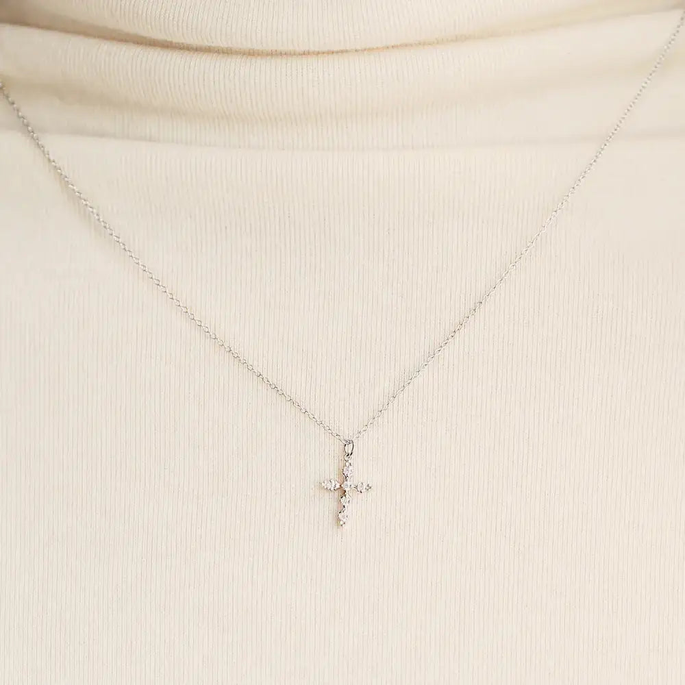 OST - Cubic Cross Silver Necklace - OST - Jewelry - Harumio