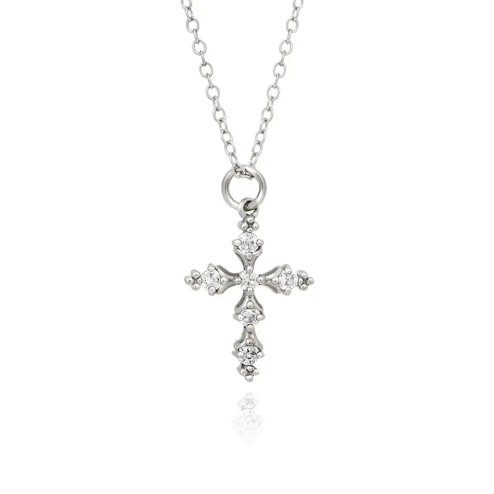 OST - Cubic Cross Silver Necklace - OST - Jewelry - Harumio