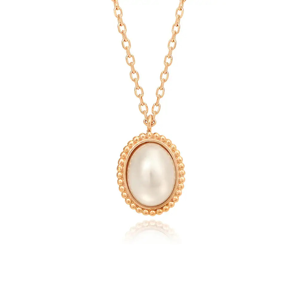 OST - Antique Frame Pearl Rose Gold Necklace - OST - Jewelry - Harumio