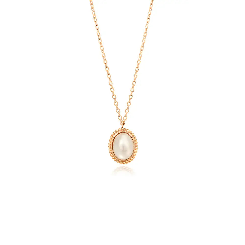 OST - Antique Frame Pearl Rose Gold Necklace - OST - Jewelry - Harumio