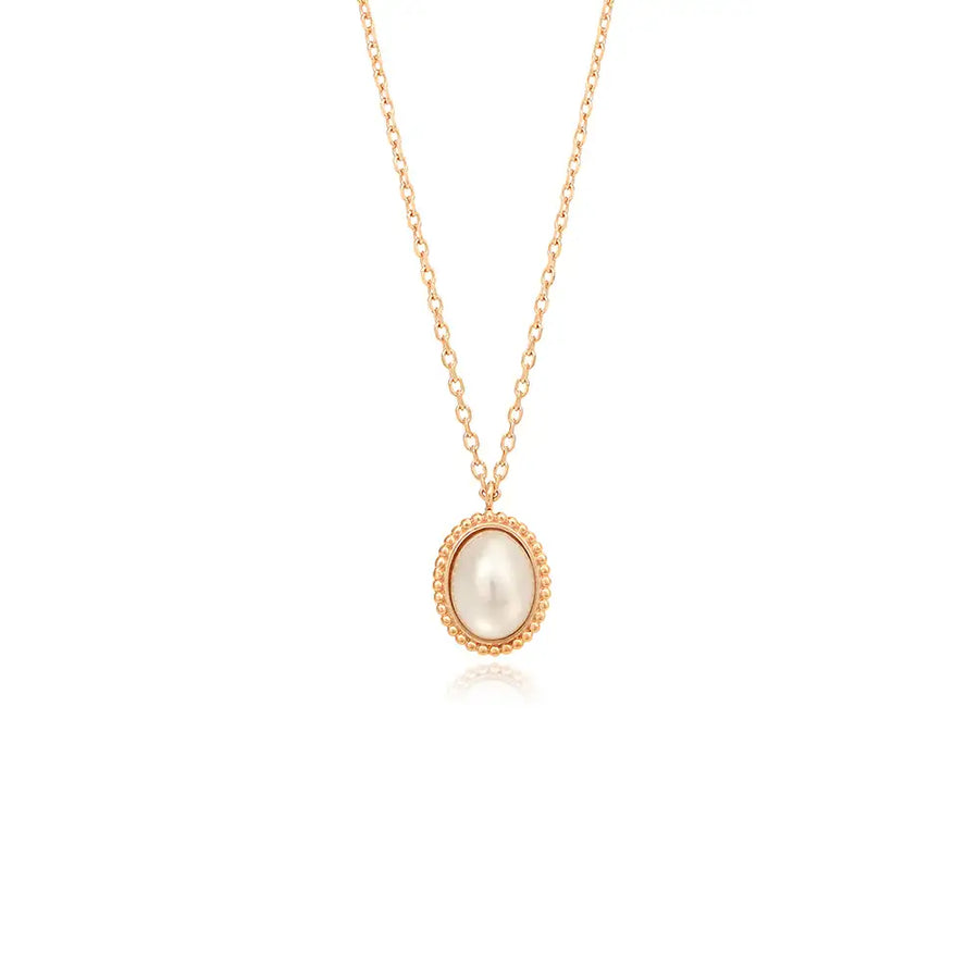 OST - Antique Frame Pearl Rose Gold Necklace - OST - Jewelry - Harumio