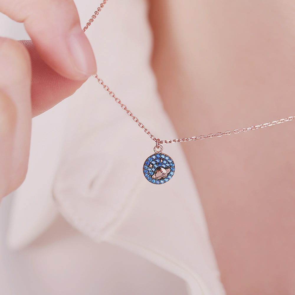 OST - Blue Planet Motif Rose Gold Necklace