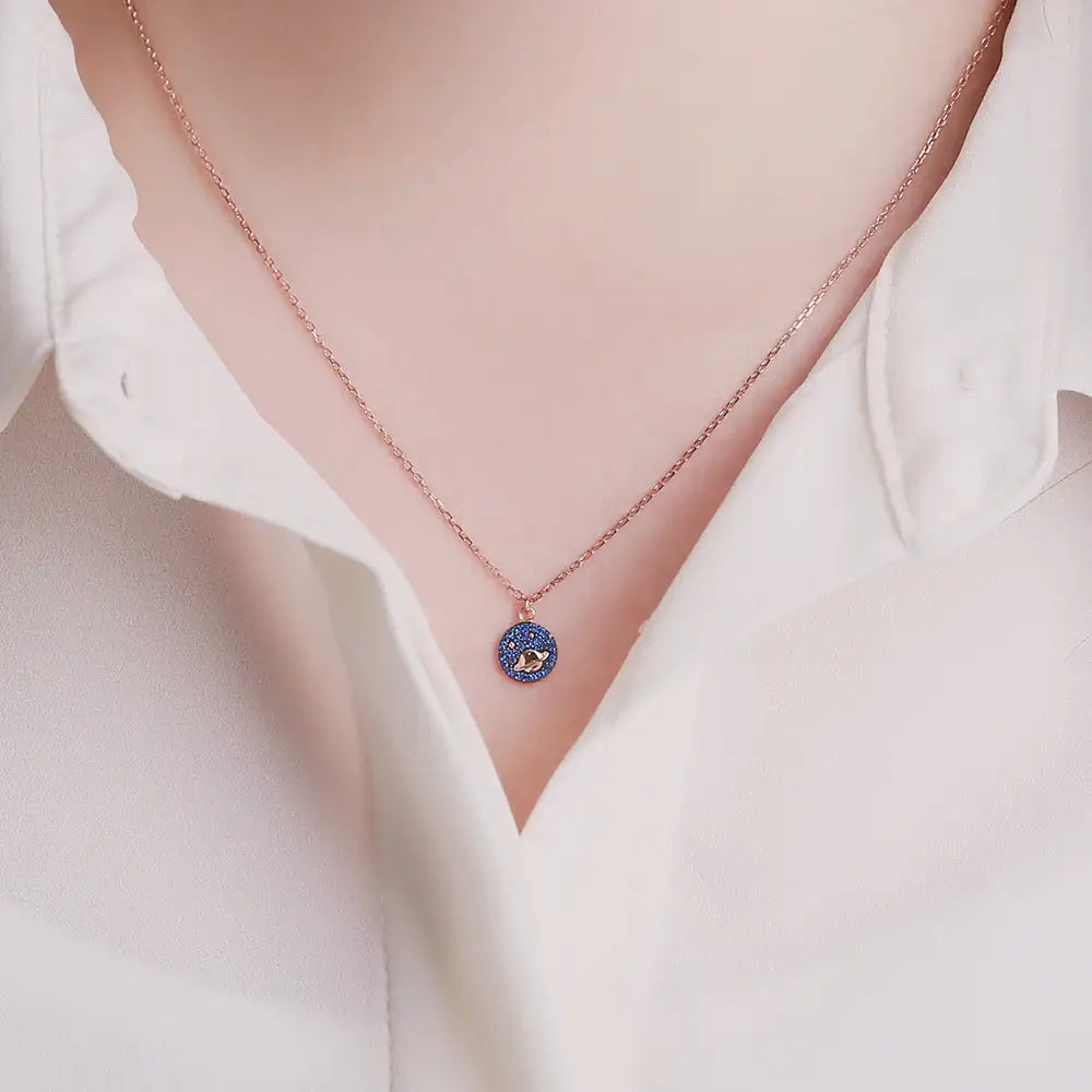 OST - Blue Planet Motif Rose Gold Necklace - OST - Jewelry - Harumio