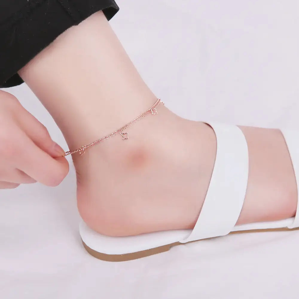 OST - Double Chain Cutie Flower Ring Anklet - OST - Jewelry - Harumio