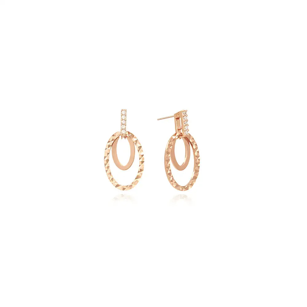 OST - Rose Gold Round Cubic Silver Earrings - OST - Jewelry - Harumio