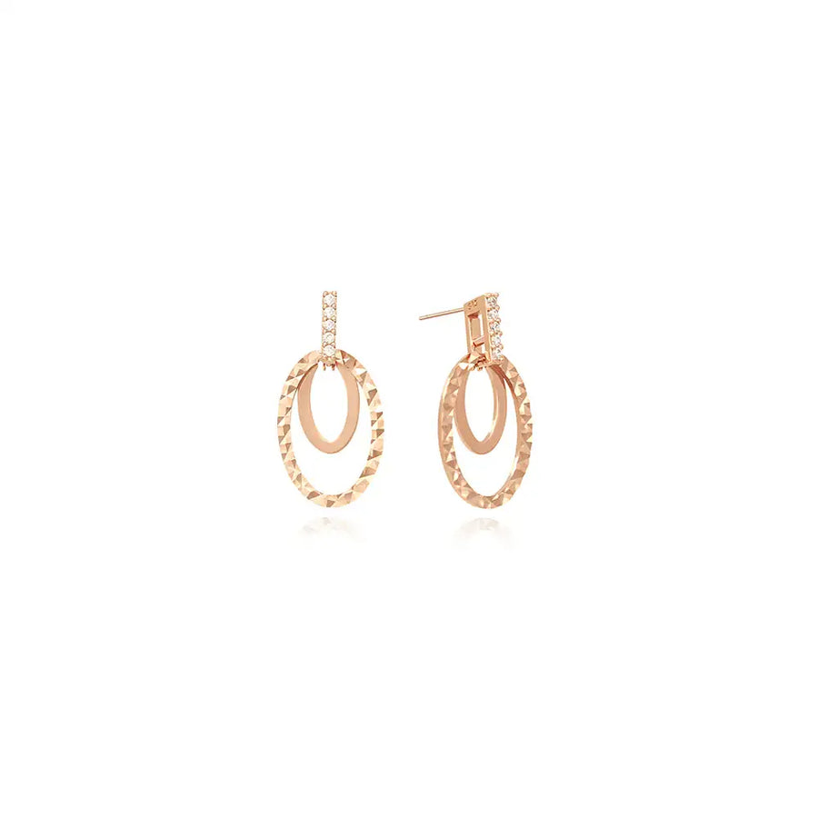 OST - Rose Gold Round Cubic Silver Earrings - OST - Jewelry - Harumio