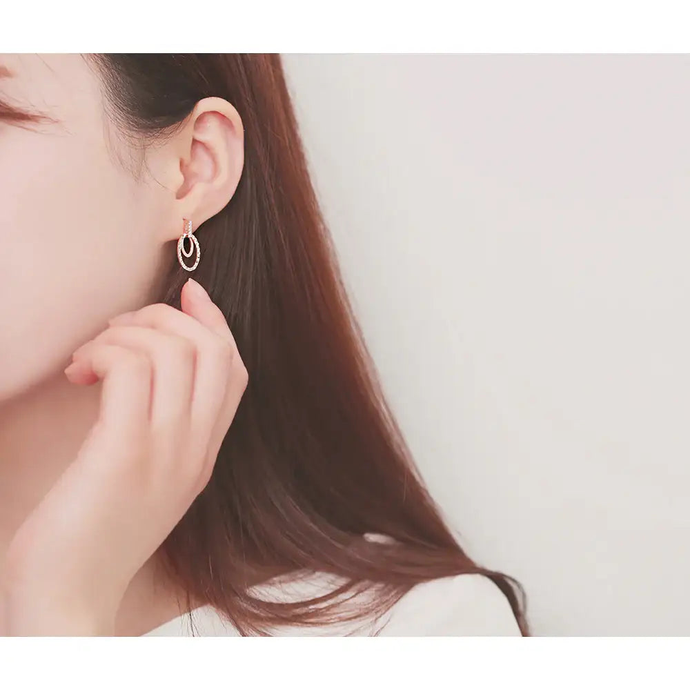 OST - Rose Gold Round Cubic Silver Earrings - OST - Jewelry - Harumio