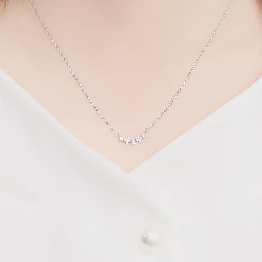 OST - Silver Flower Cubic Necklace - OST - Jewelry - Harumio