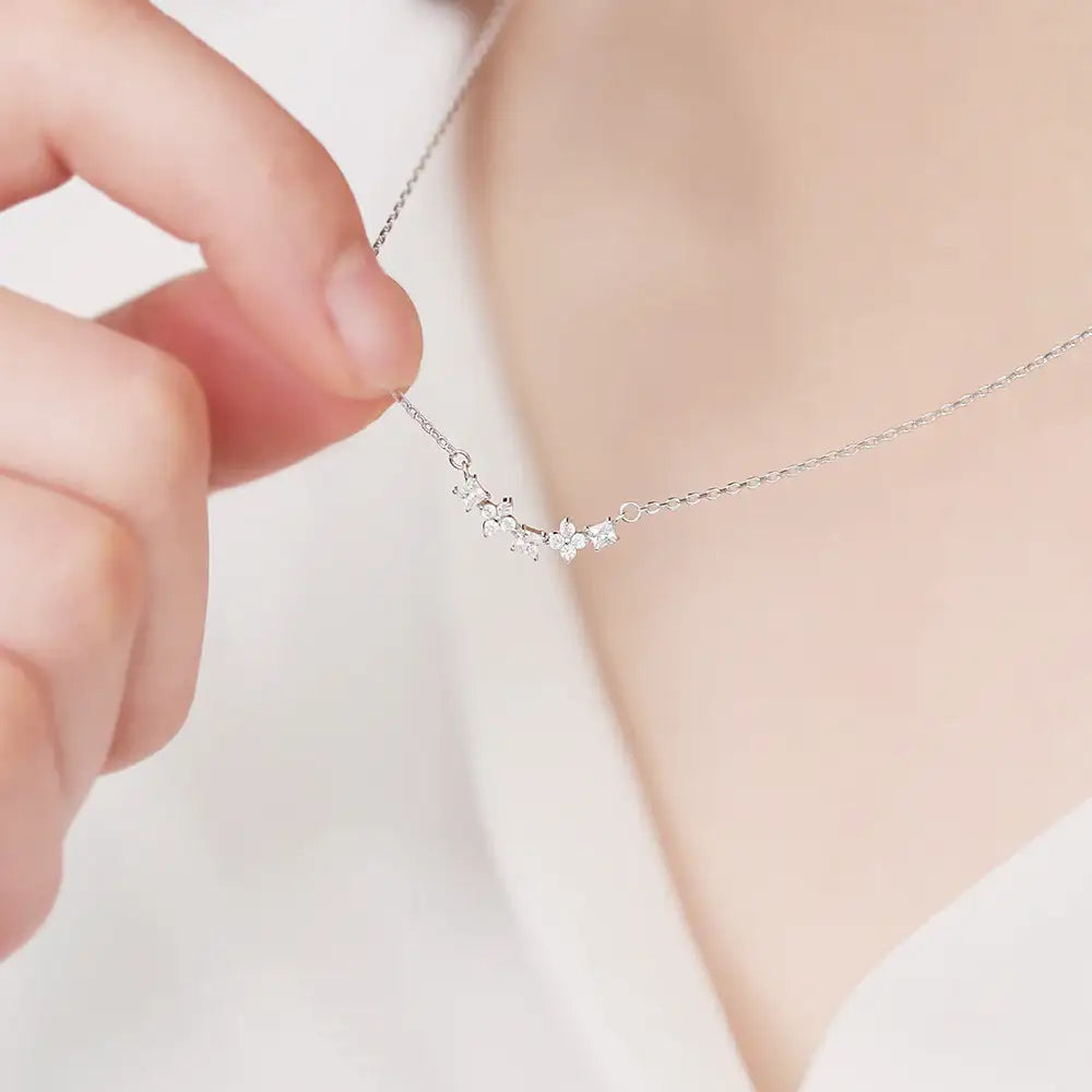 OST - Silver Flower Cubic Necklace - OST - Jewelry - Harumio