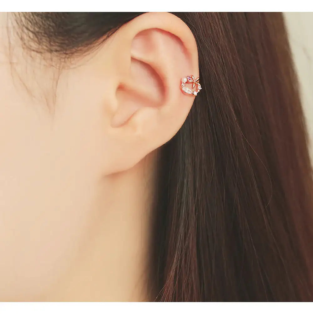 OST - Violet Heart Charm Ear Piercing Set - OST - Jewelry - Harumio