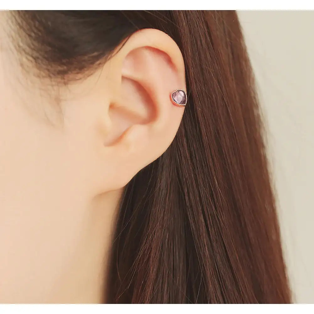 OST - Violet Heart Charm Ear Piercing Set - OST - Jewelry - Harumio