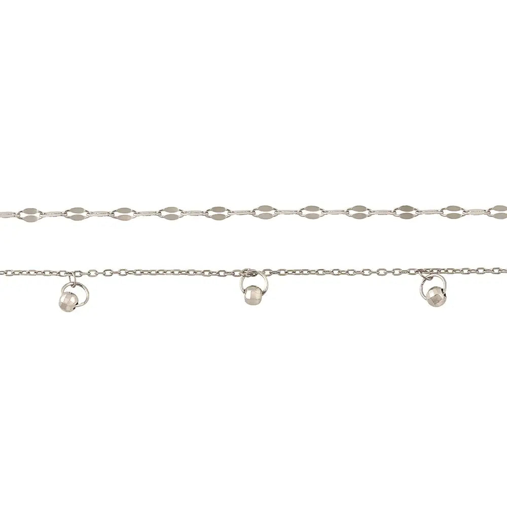 OST - Simple Silver Double Chain Anklet - OST - Jewelry - Harumio