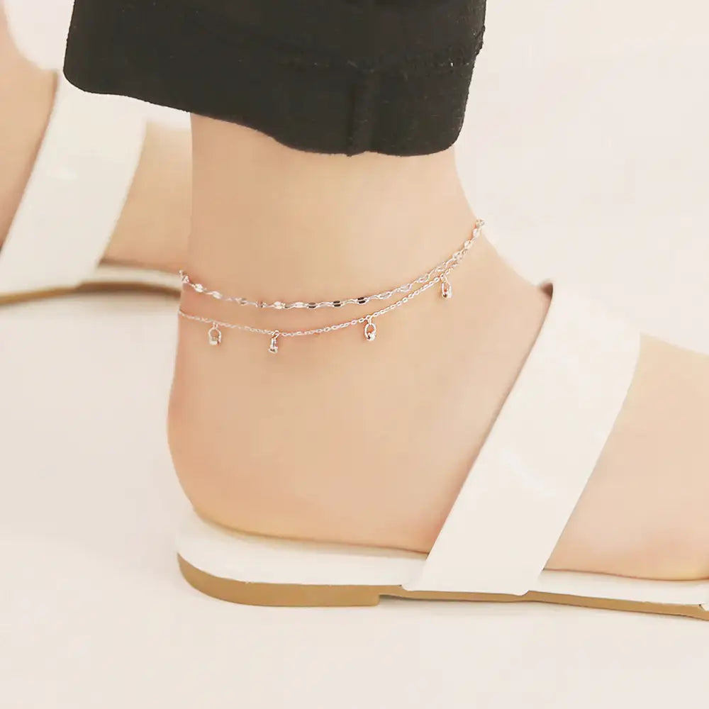 OST - Simple Silver Double Chain Anklet - OST - Jewelry - Harumio
