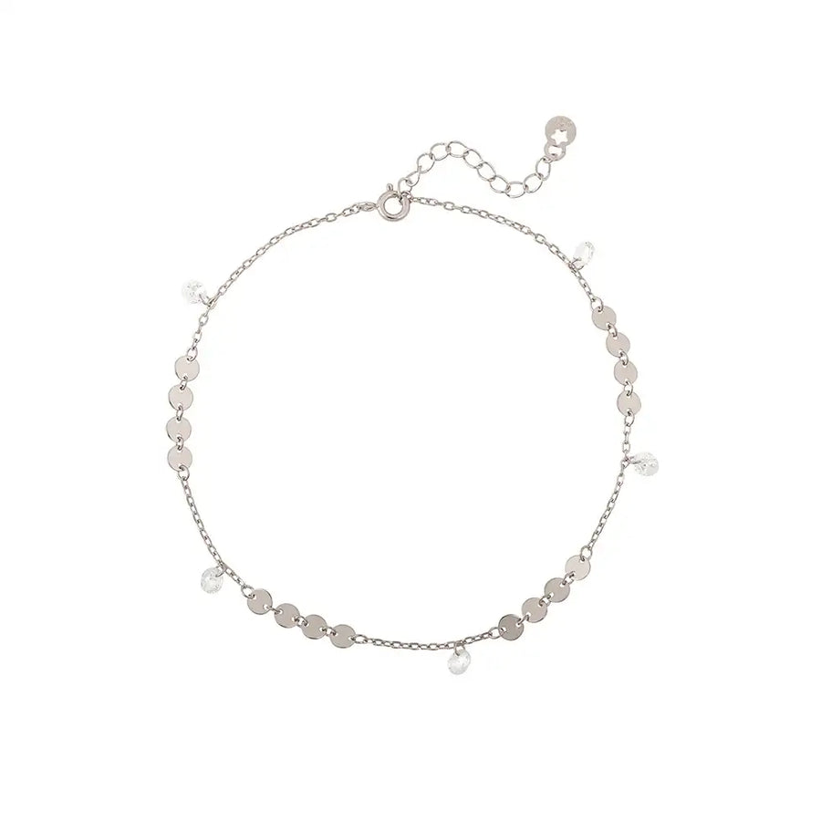 OST - Round Chain Layered Point Silver Anklet - OST - Jewelry - Harumio