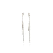 OST - Silver Glitter Chain Unbalanced Drop Earrings - OST - Jewelry - Harumio