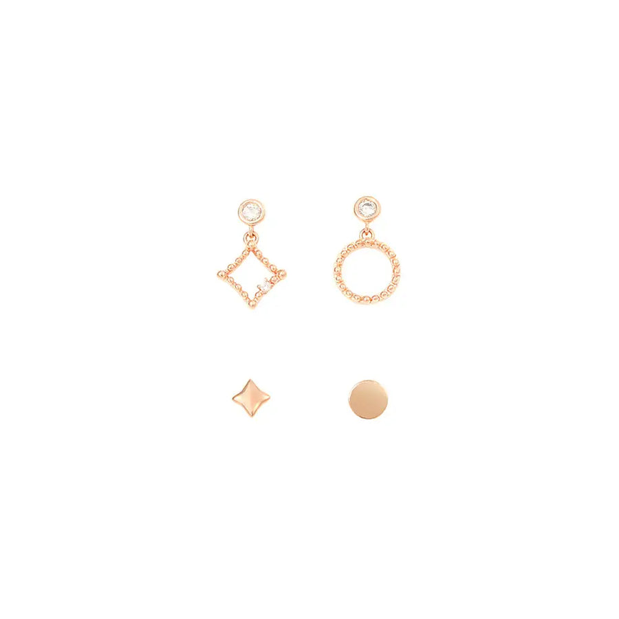 OST - Rose Gold Cutie Shape Earrings Set - OST - Jewelry - Harumio