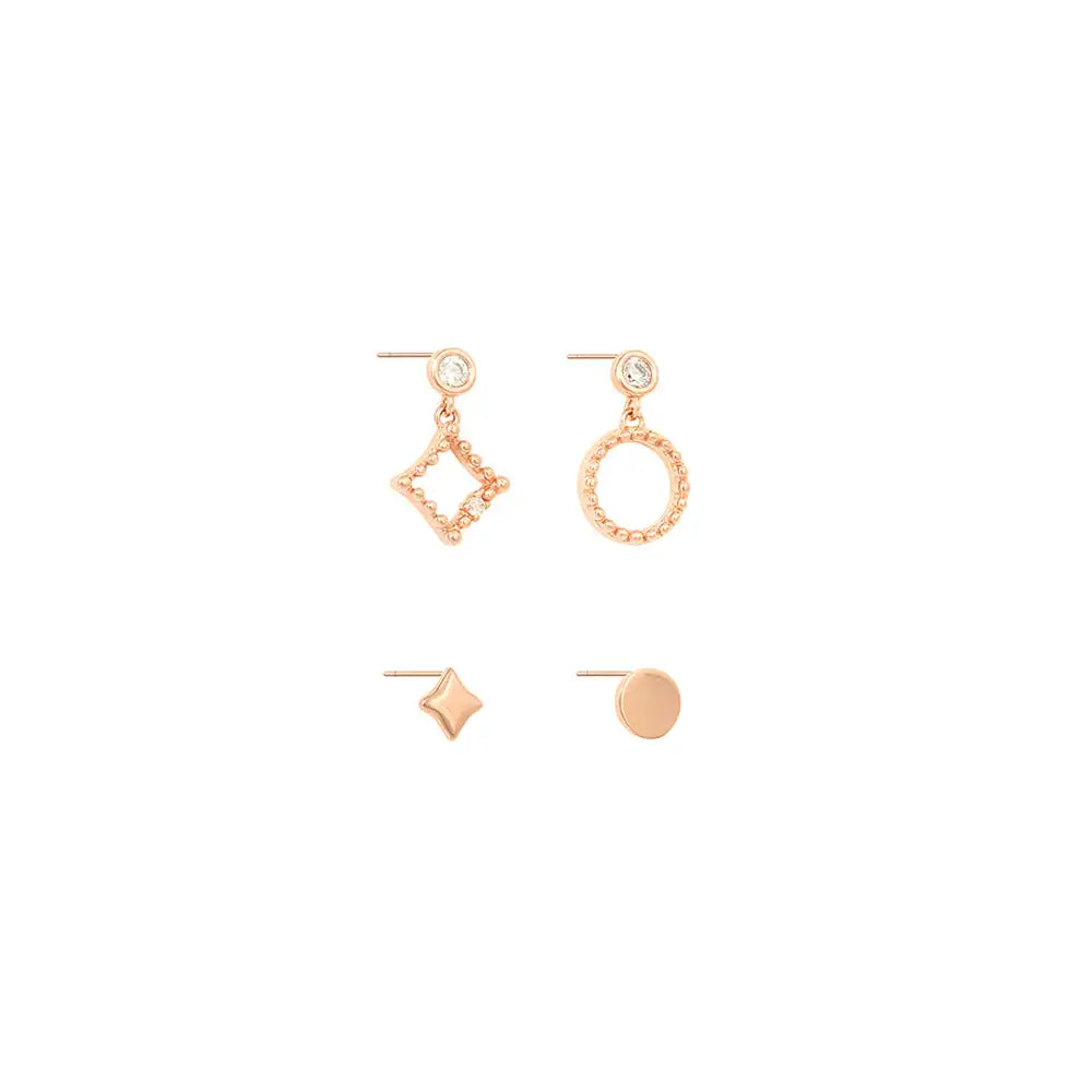 OST - Rose Gold Cutie Shape Earrings Set - OST - Jewelry - Harumio