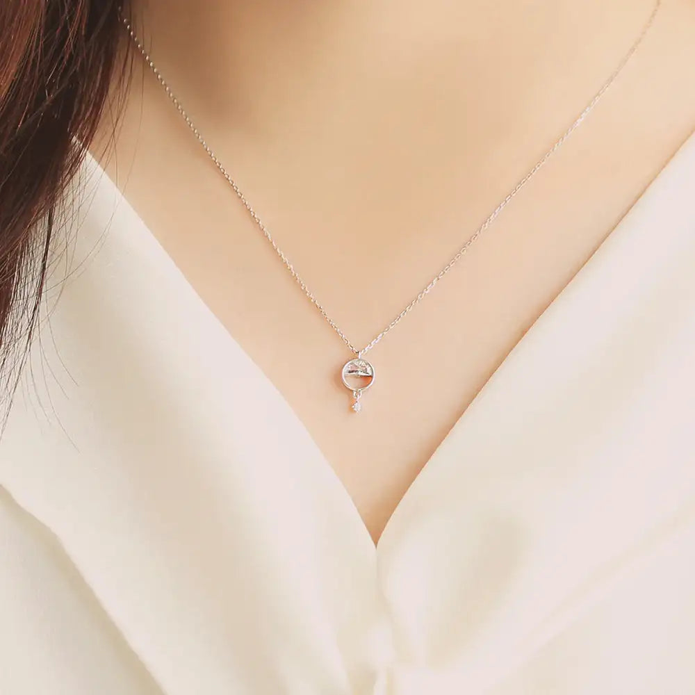 OST - Half Moon Cubic Drop Necklace - OST - Jewelry - Harumio