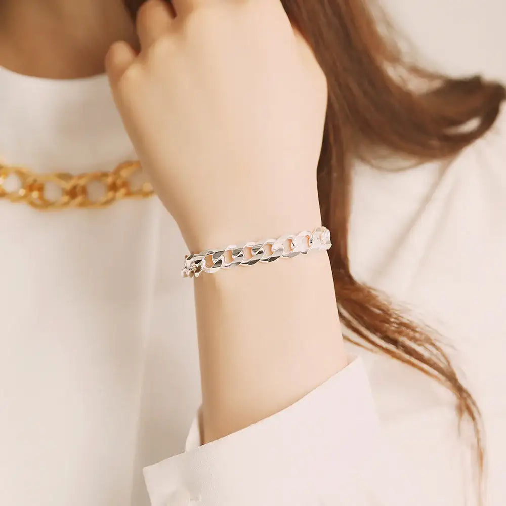 OST - Unique Bold Chain Men's Couple Silver Bracelet - OST - Jewelry - Harumio