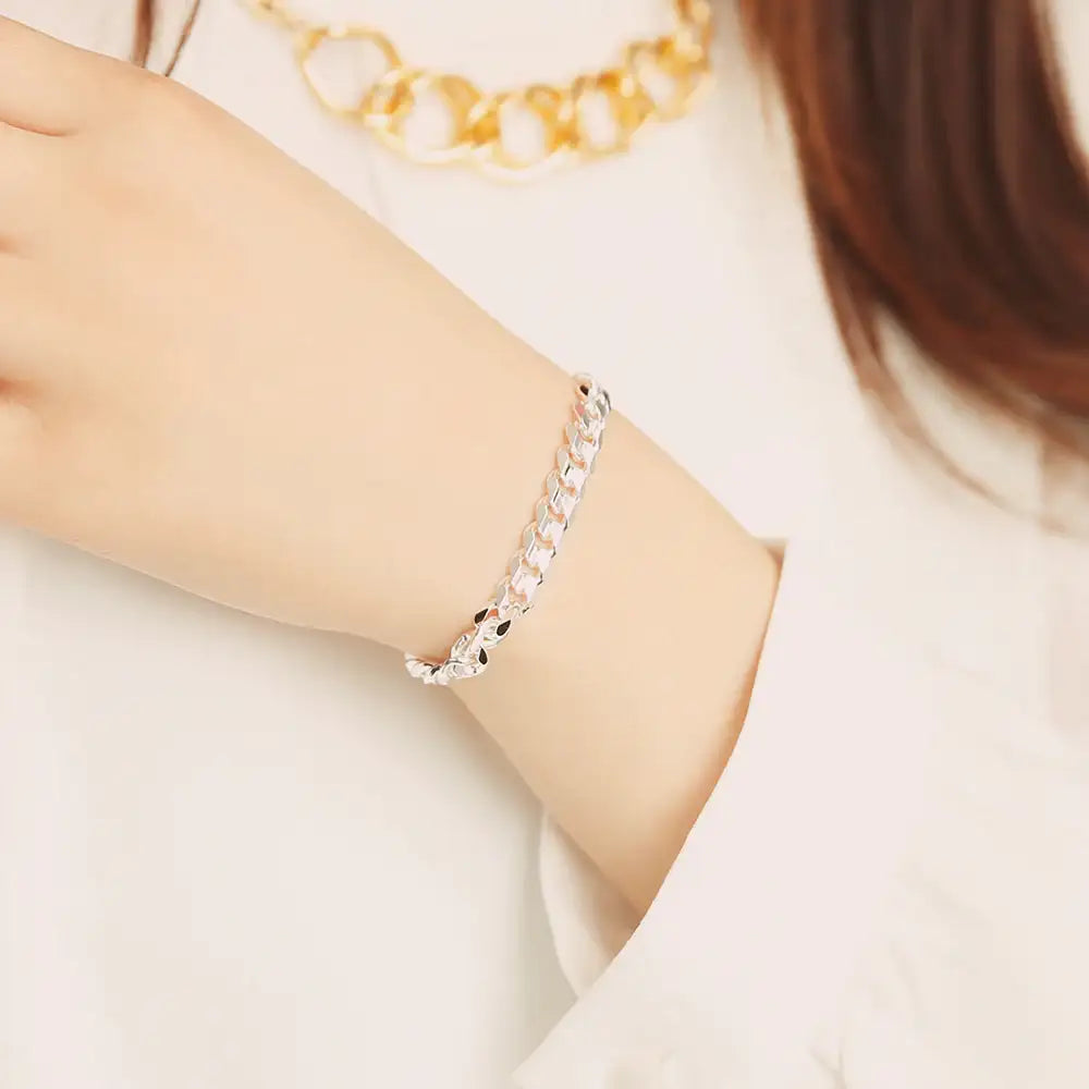 OST - Unique Bold Chain Women's Couple Silver Bracelet - OST - Jewelry - Harumio