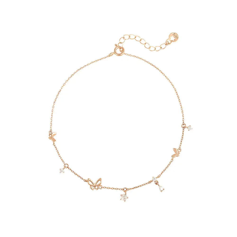 OST - Flying Butterfly Opal Cubic Anklet - OST - Jewelry - Harumio