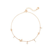 OST - Flying Butterfly Opal Cubic Anklet - OST - Jewelry - Harumio