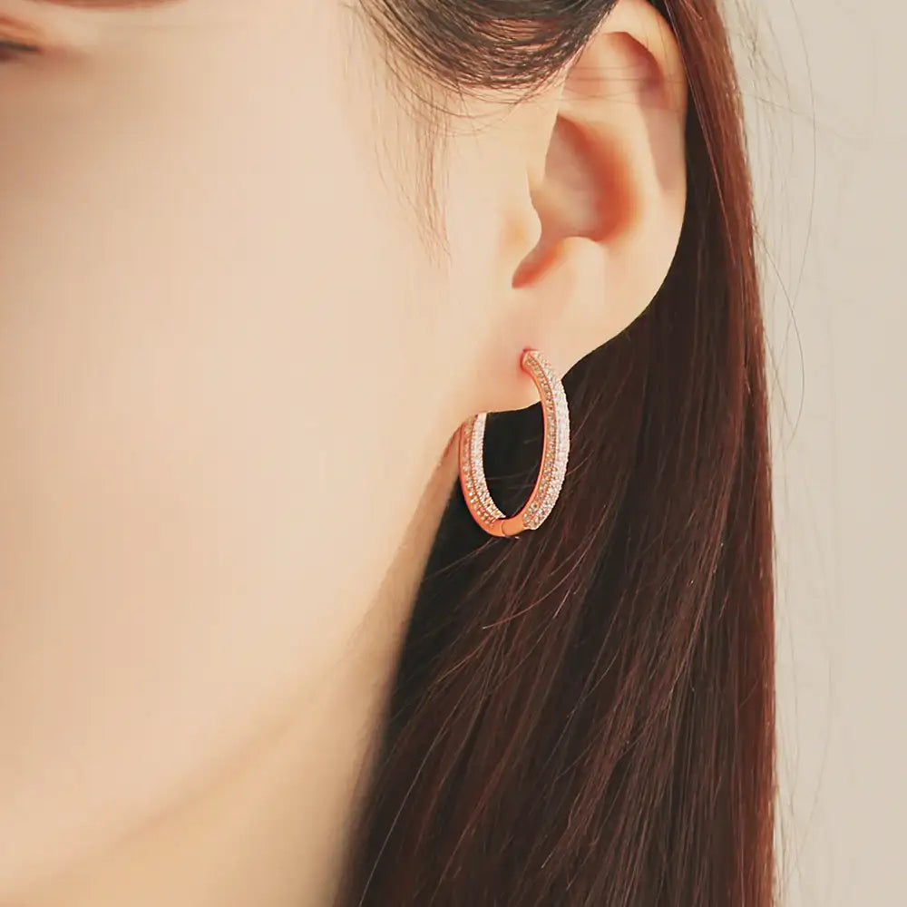 OST - Glam Triple Cubic Rose Gold Ring Earrings - OST - Jewelry - Harumio