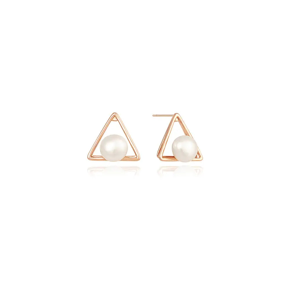 OST - Antique Triangle Pearl Rose Gold Earrings - OST - Jewelry - Harumio