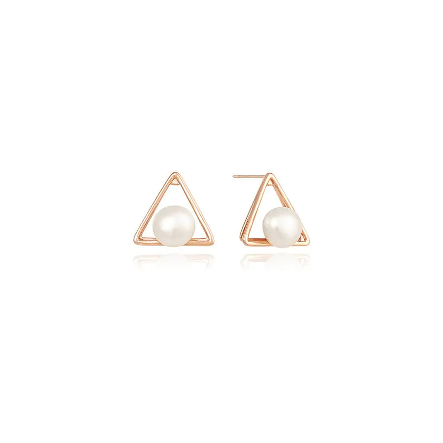 OST - Antique Triangle Pearl Rose Gold Earrings - OST - Jewelry - Harumio