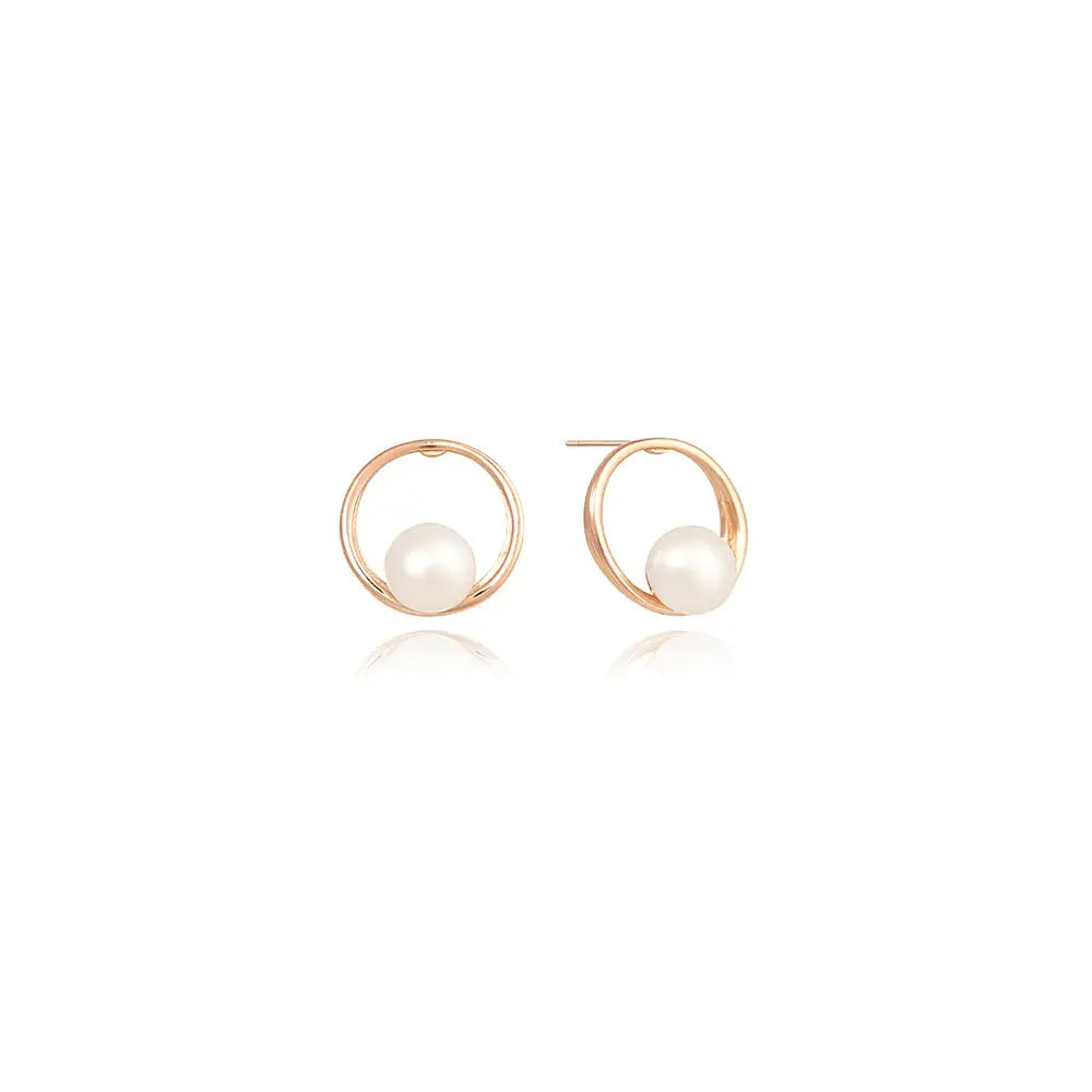 OST - Antique Round Pearl Rose Gold Earrings - OST - Jewelry - Harumio