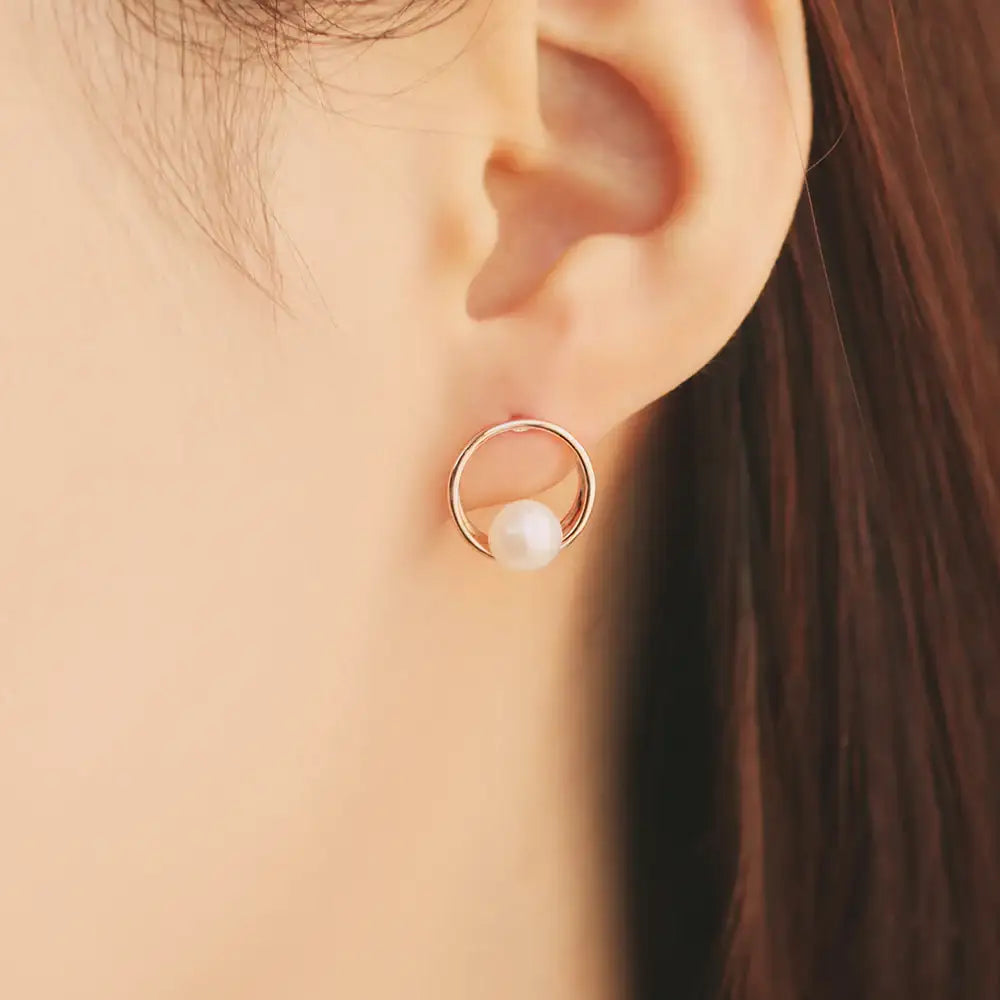 OST - Antique Round Pearl Rose Gold Earrings - OST - Jewelry - Harumio