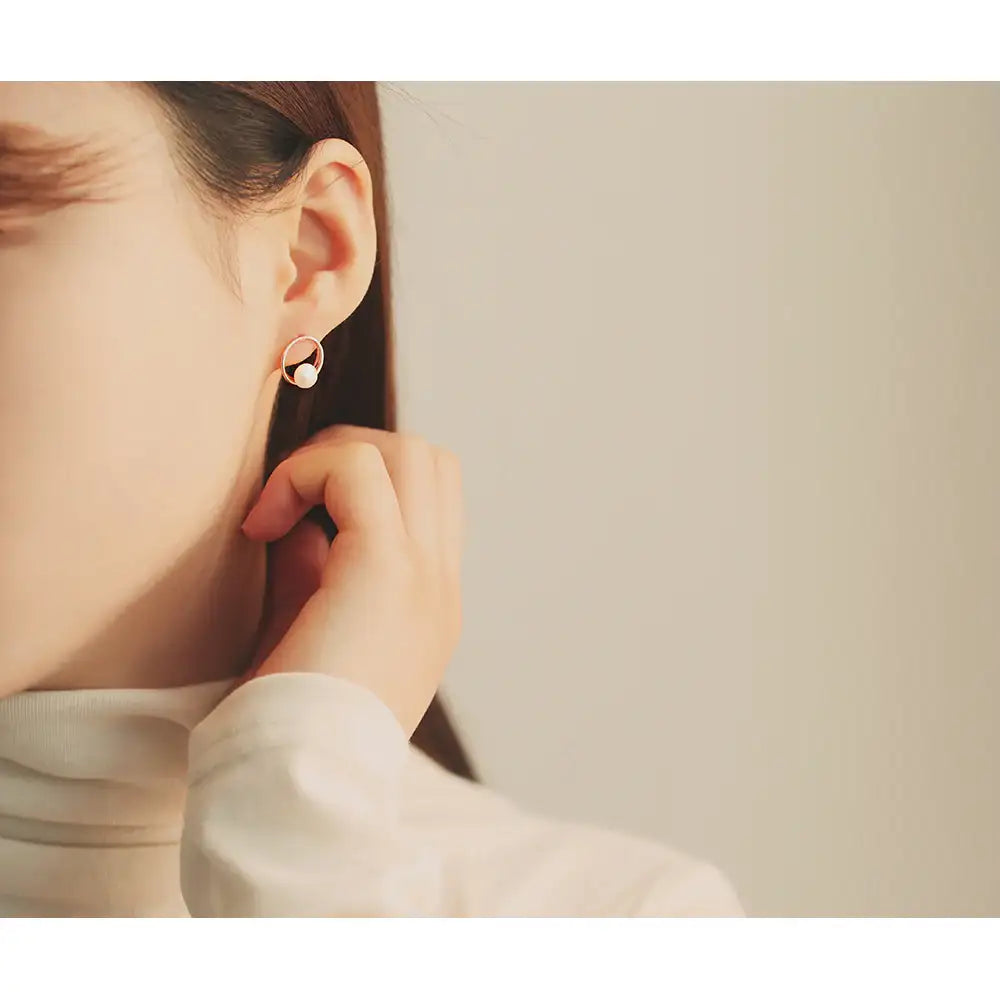 OST - Antique Round Pearl Rose Gold Earrings - OST - Jewelry - Harumio