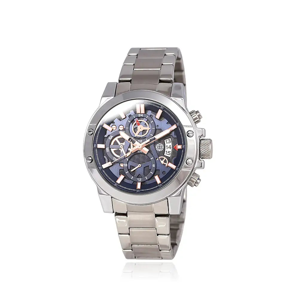 OST - Modern Navy Multifunction Men's Silver Metal Watch - OST - Watch - Harumio