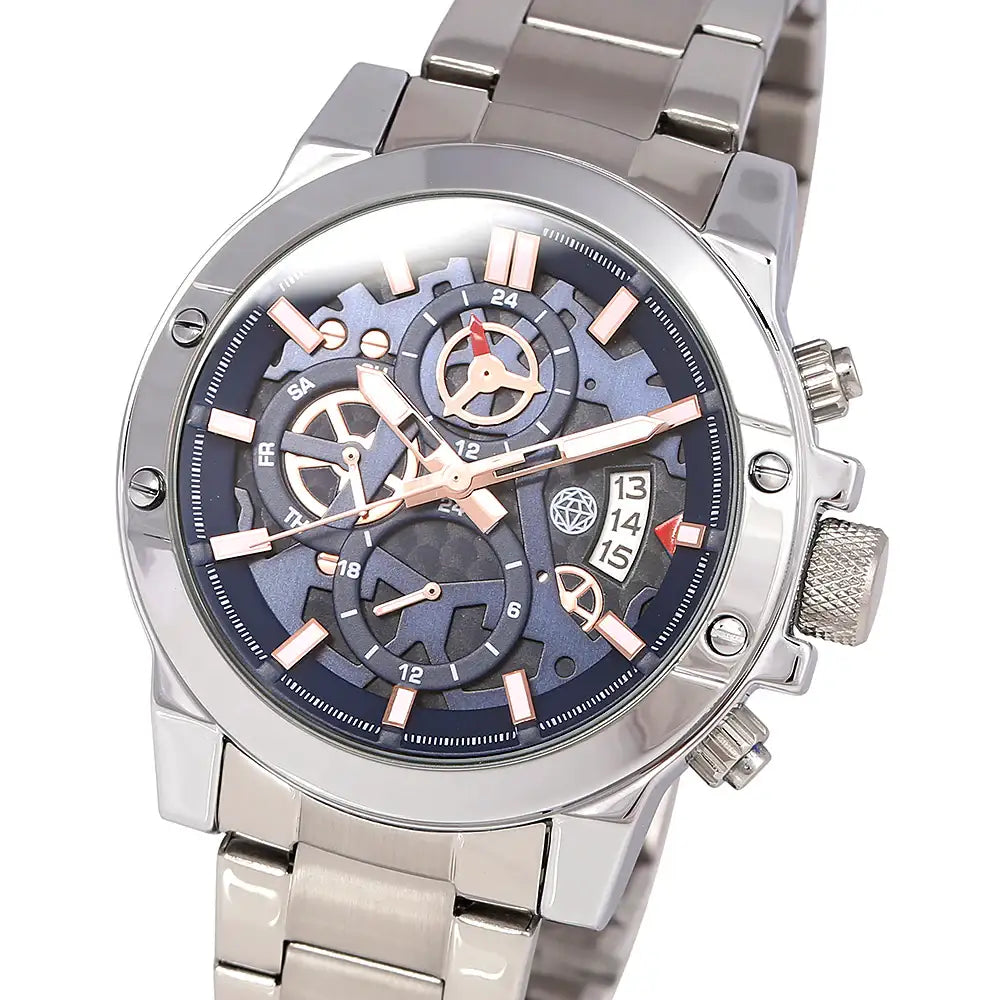 OST - Modern Navy Multifunction Men's Silver Metal Watch - OST - Watch - Harumio