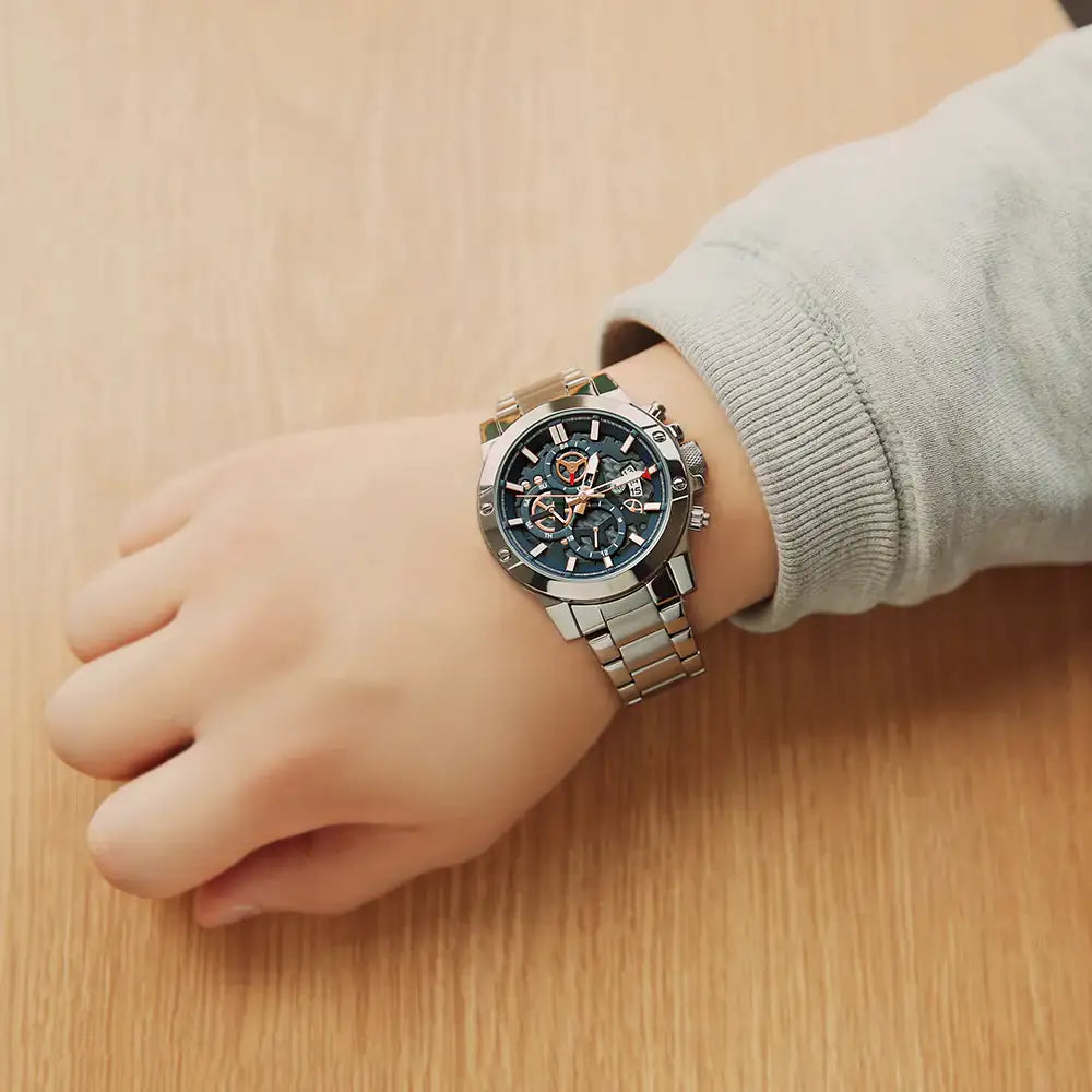 OST - Modern Navy Multifunction Men's Silver Metal Watch - OST - Watch - Harumio