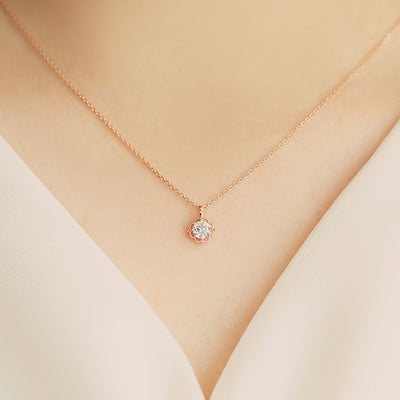 OST - Casual Silhouette Flower Cubic Rose Gold Necklace