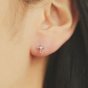 OST - Cubic Cross Silver Plated Ear Pierce - OST - Jewelry - Harumio