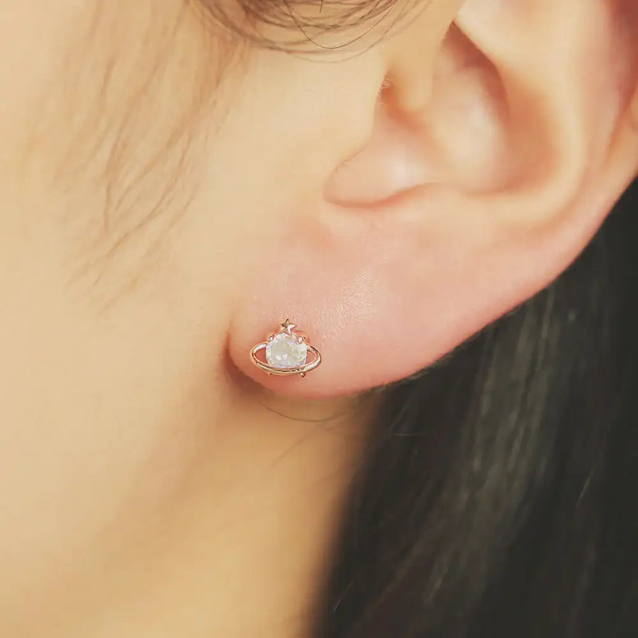 OST - Shiny Planet Rose Gold Plated Ear Pierce - OST - Jewelry - Harumio