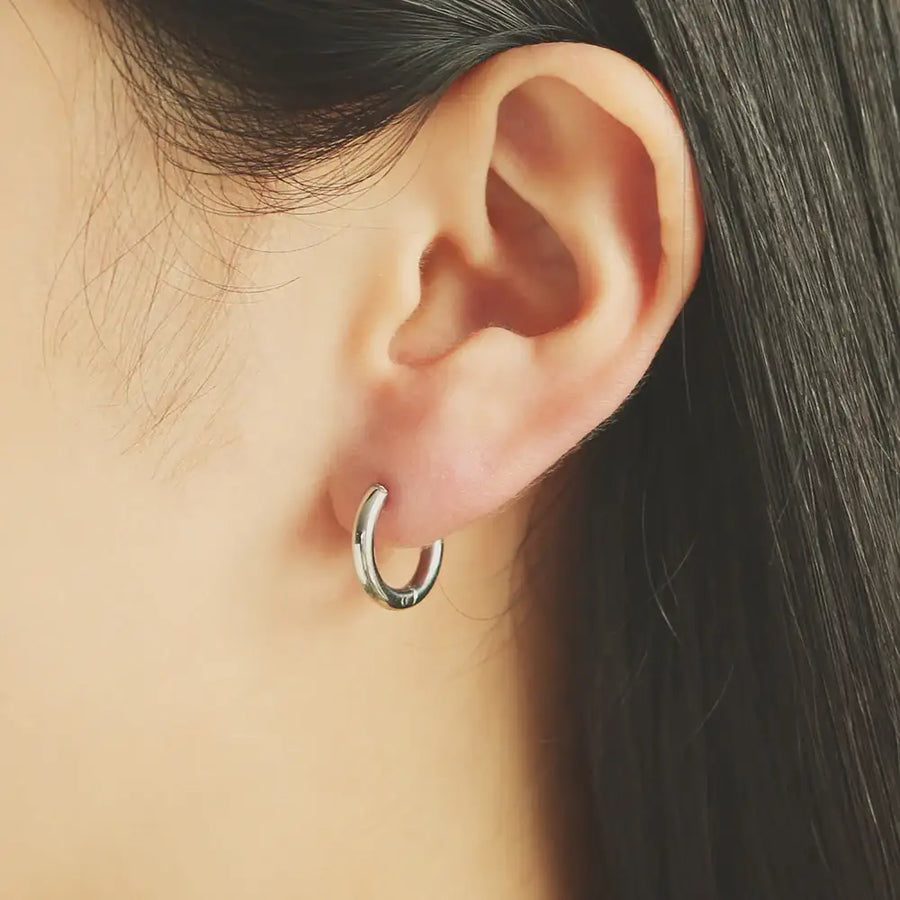 OST - Simple One-Touch Silver Ear Pierce - OST - Jewelry - Harumio