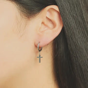 OST - Cross Silver Plated Ear Pierce - OST - Jewelry - Harumio