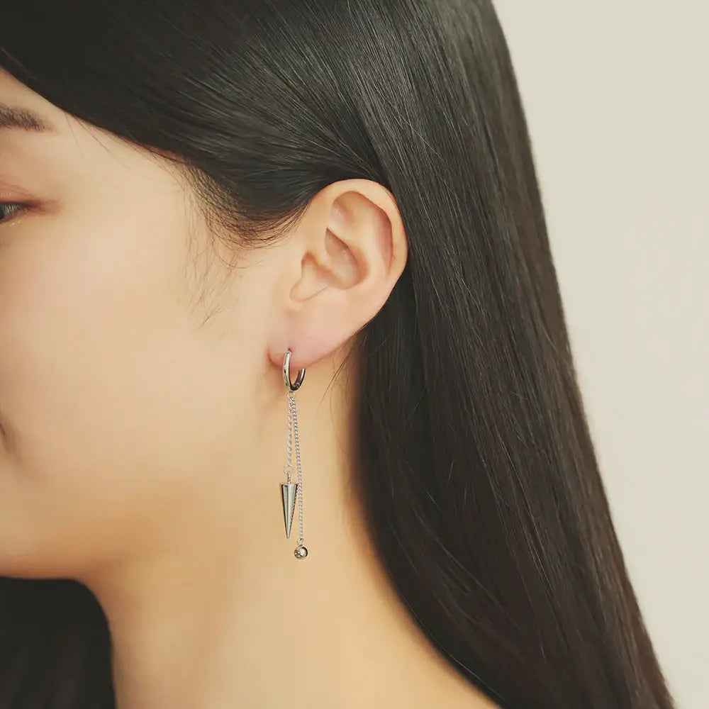 OST - Ball Chain Triangle Silver Plated Ear Pierce - OST - Jewelry - Harumio