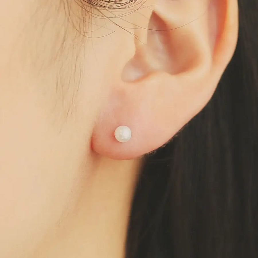 OST - Pearl Ball Plated Ear Pierce - OST - Jewelry - Harumio