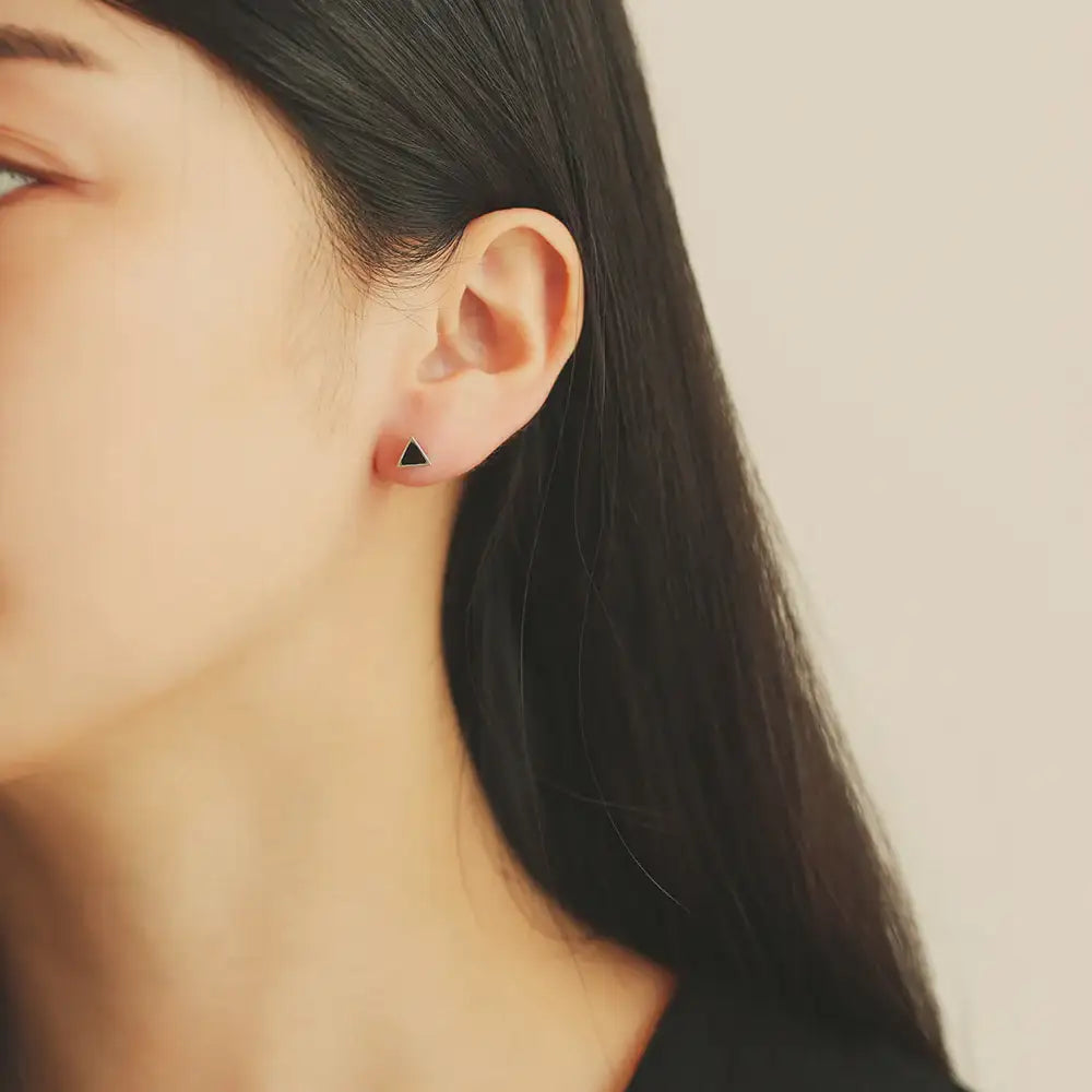 OST - Black Triangle Plating Ear Pierce - OST - Jewelry - Harumio