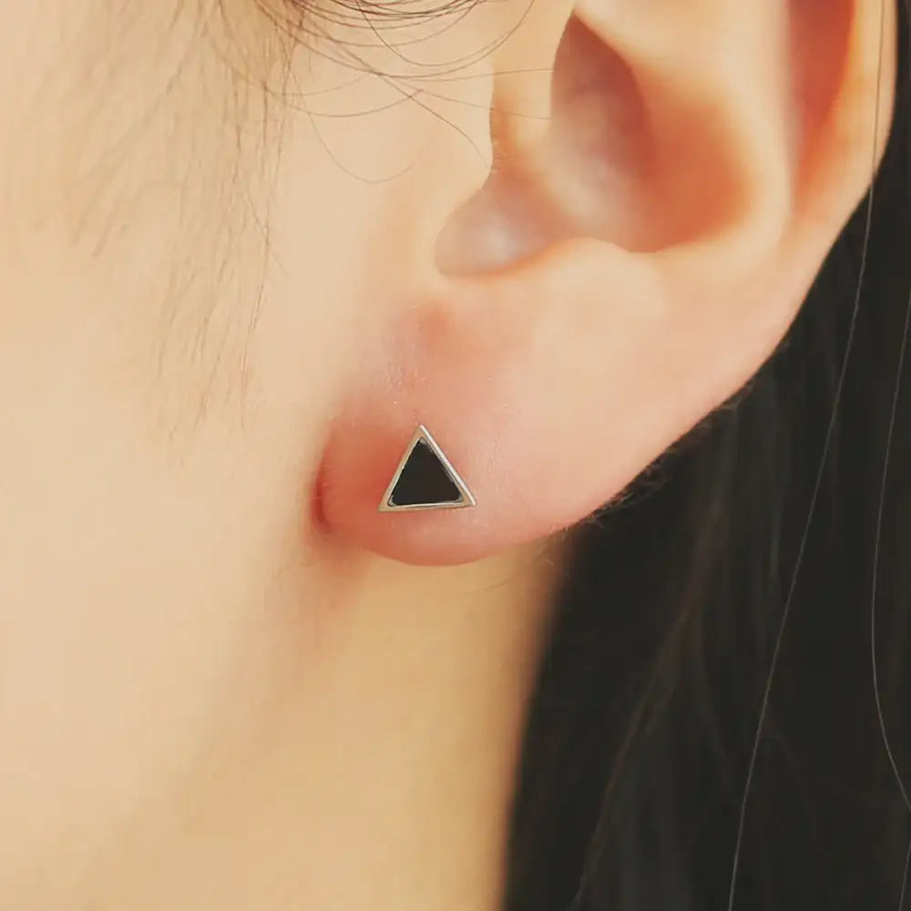 OST - Black Triangle Plating Ear Pierce - OST - Jewelry - Harumio