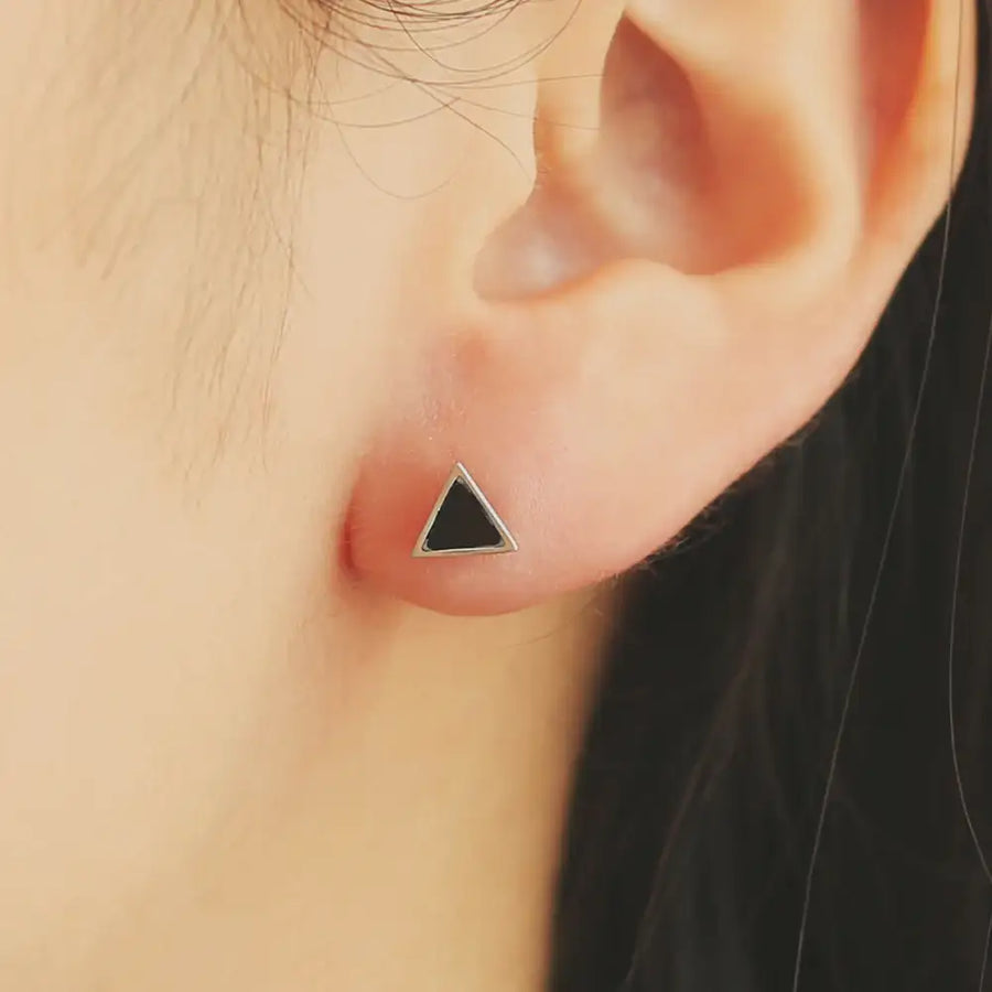 OST - Black Triangle Plating Ear Pierce - OST - Jewelry - Harumio