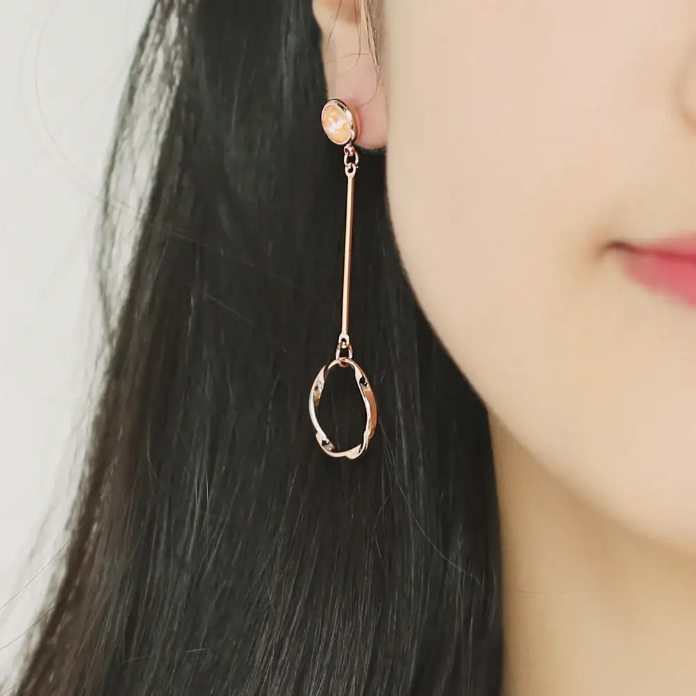 OST - Orange Unbald Coin Ring Rose Gold Earrings