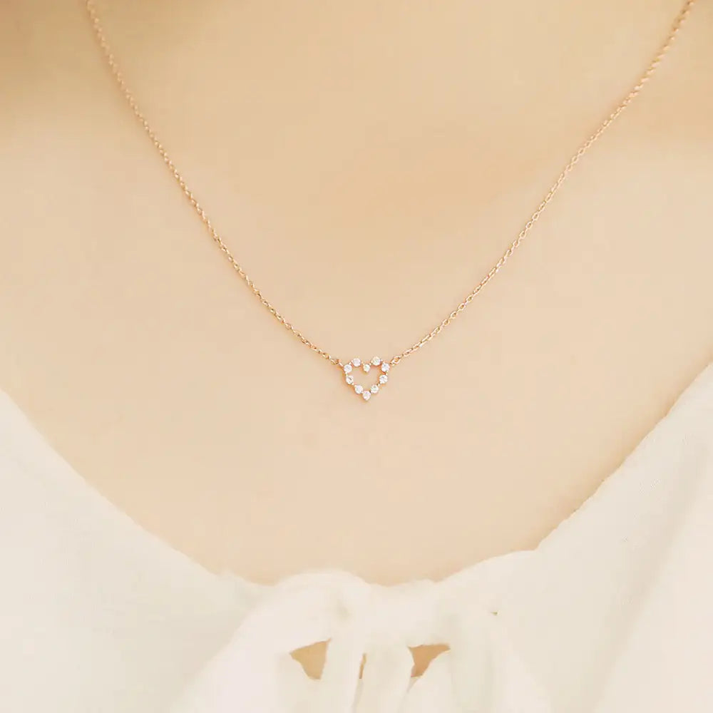 OST - Lovely Heart Ring Cubic Necklace - OST - Jewelry - Harumio
